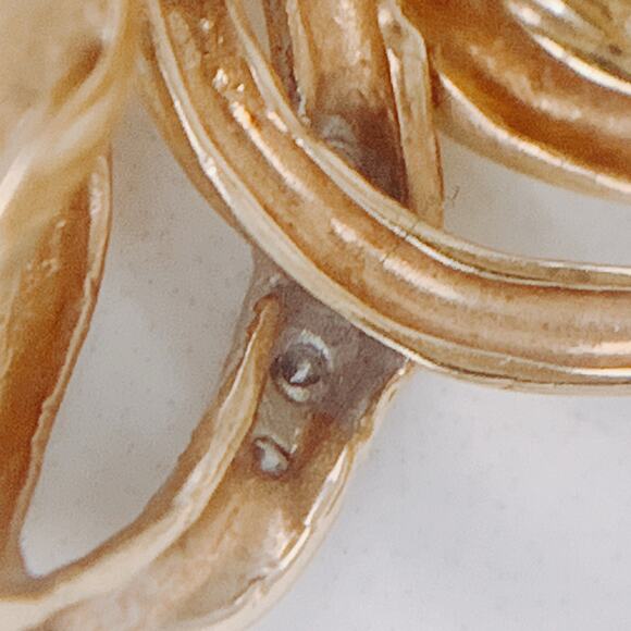 14K Gold Mid Century Diamond Cocktail Ring Retro Swirl Design VTG Ring, 50s 60s - Picture 7 of 16